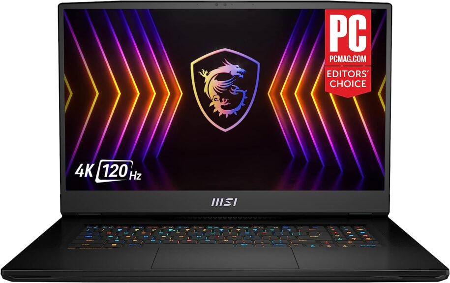 MSI Titan GT77 Gaming Laptop – 17.3 4K UHD 120Hz | Intel Core i7-12800HX | RTX 3080 Ti | 32GB DDR5 | 1TB SSD | Thunderbolt 4 | Windows 11 Pro